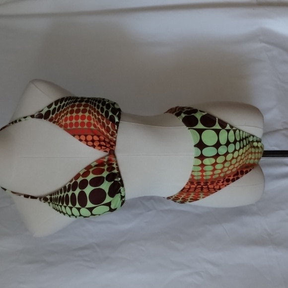 NWOT Shein psychedelic bikini with ruched skirt and head scarf Sz XL 3 PIECES! - Picture 1 of 16